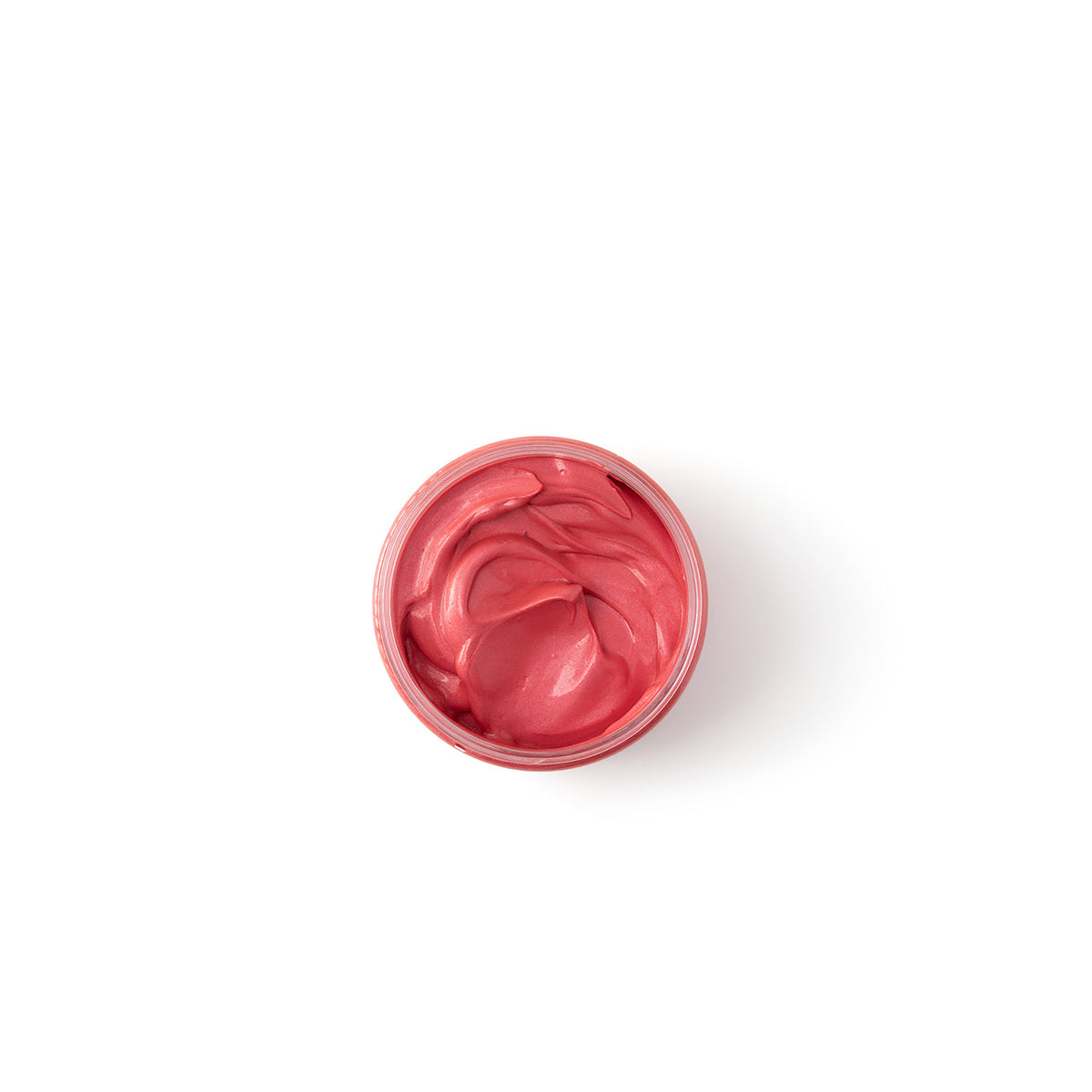 En beholder med den levende, pink farve As I Am Curl Color, set direkte ovenfra, der viser produktets cremede og let bølgede tekstur.