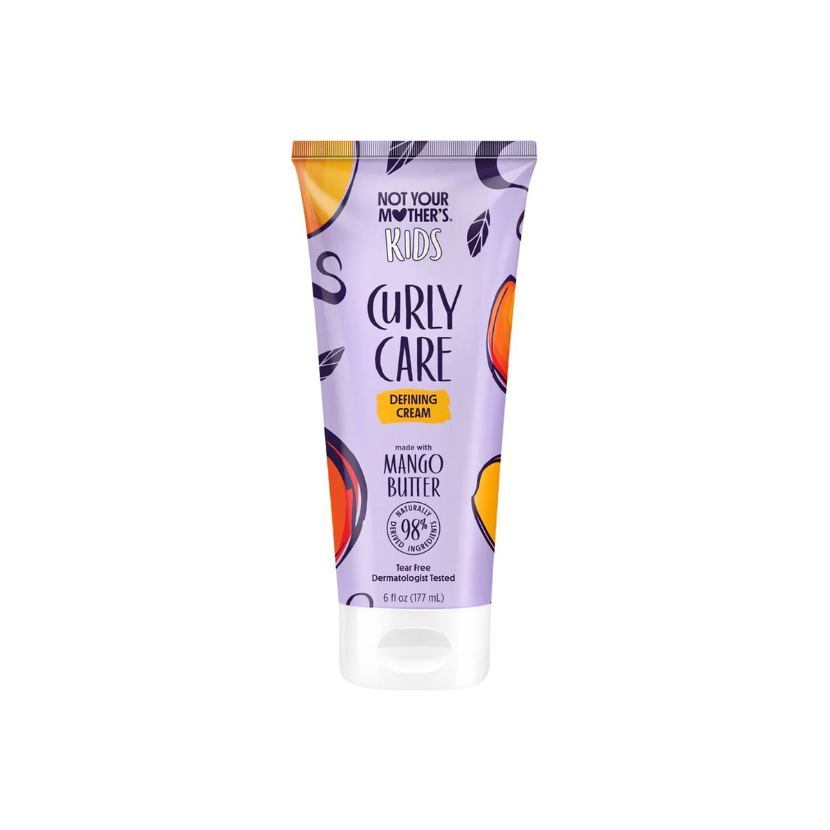 Tube med Not Your Mother's Kids Curly Care Cream 237ml i lilla design med mango og blade, indeholder mango butter.